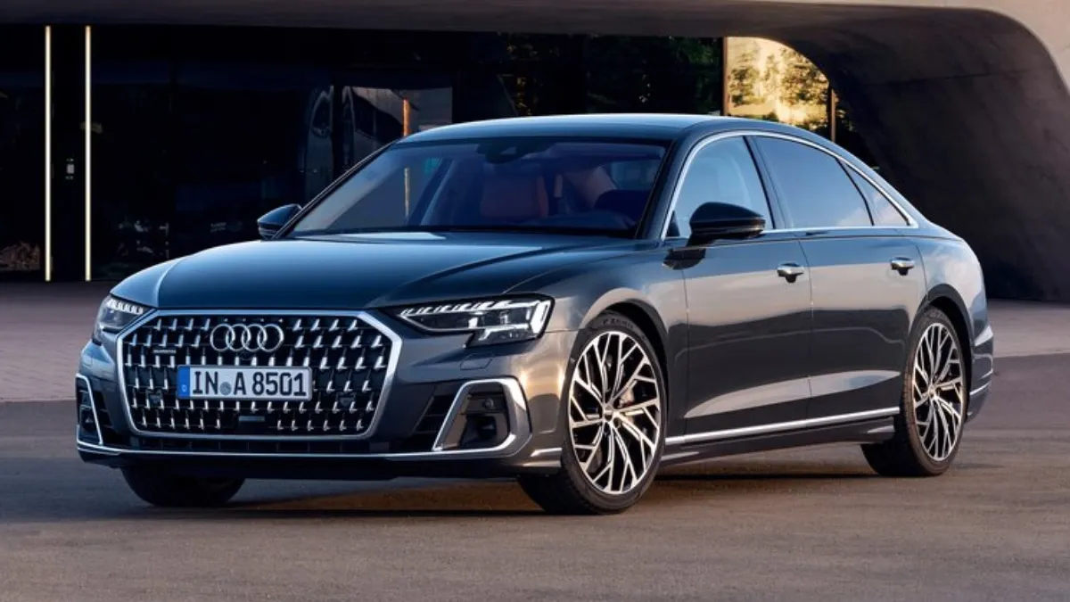 Dark grey Audi A8 L sedan.
